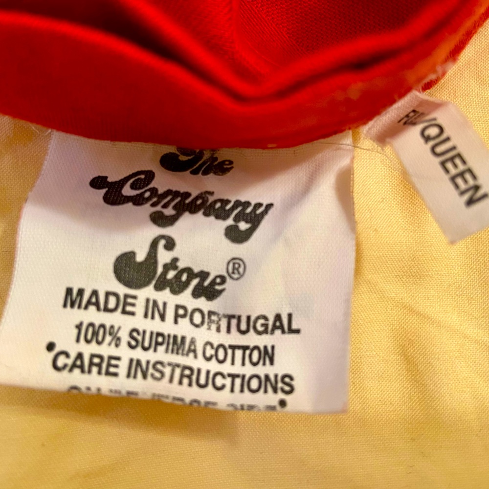 Queen Size Red Damask Stripe in Sateen Cotton.